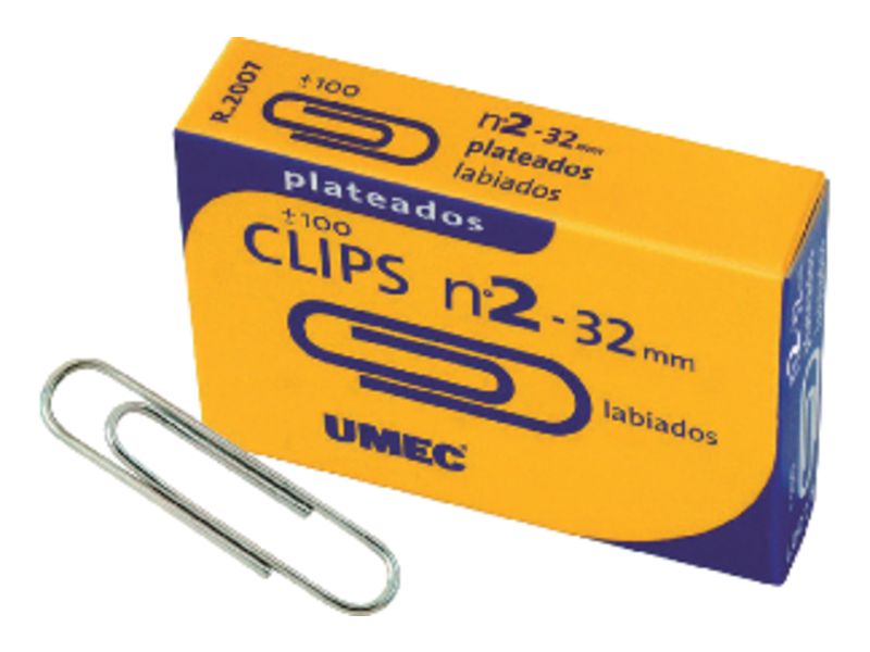 UMEC - Clips labiados Nº1,5 Caja 100 Ud 26 mm niquelados (Ref.U200204)