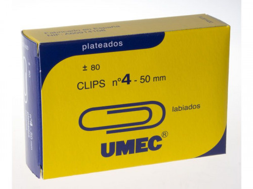 UMEC - Clips labiados Nº4 - 50mm Niquelados - Caja 80ud (Ref.U201400)