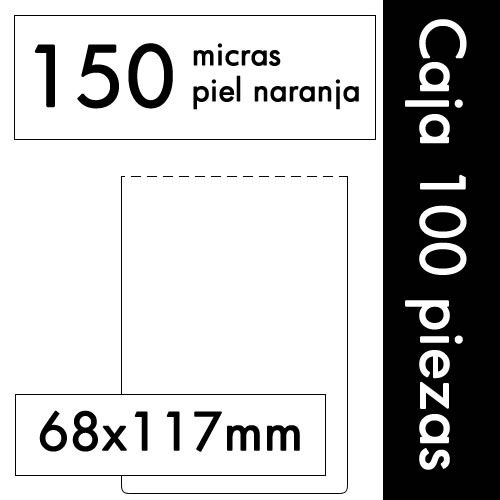 DISPLAST - Fundas portacarnets 68x117mm 150micras PIEL DE NARANJA - Caja 100uds (Ref.201)