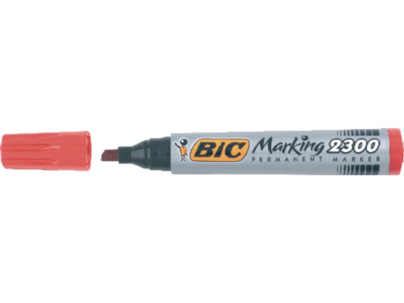BIC - Marcador permanente 2300 Trazo 3-5.5 mm Punta biselada Rojo 820924 (Ref.8209243)