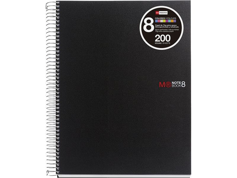 MIQUELRIUS - Cuaderno Notebook Book 08 160h A4 Cuadricula 5x5 Negro (Ref.42006)