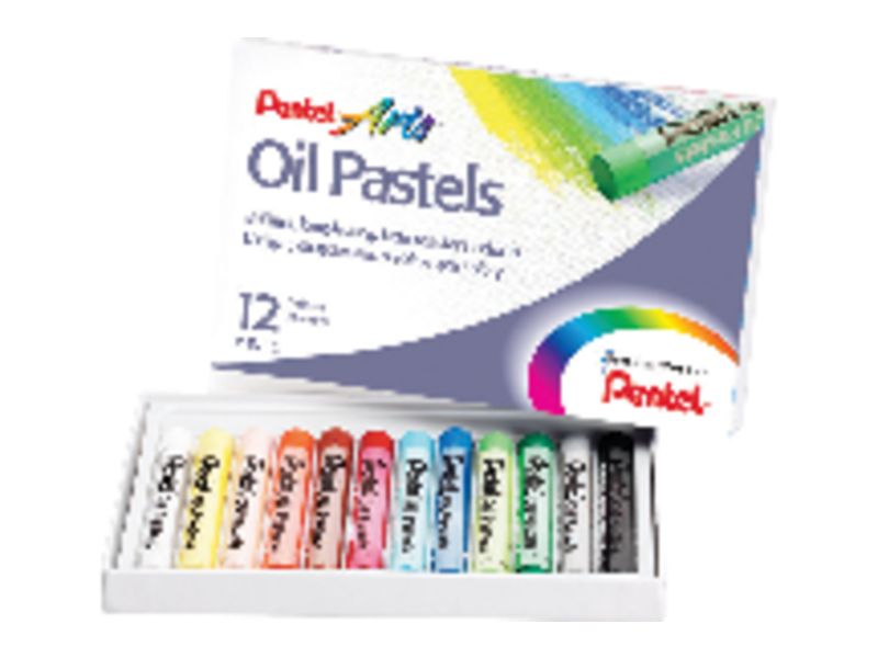 PENTEL - Pasteles de aceite Caja 12 Ud Colores brillantes muy surtidos (Ref.PHN-12)