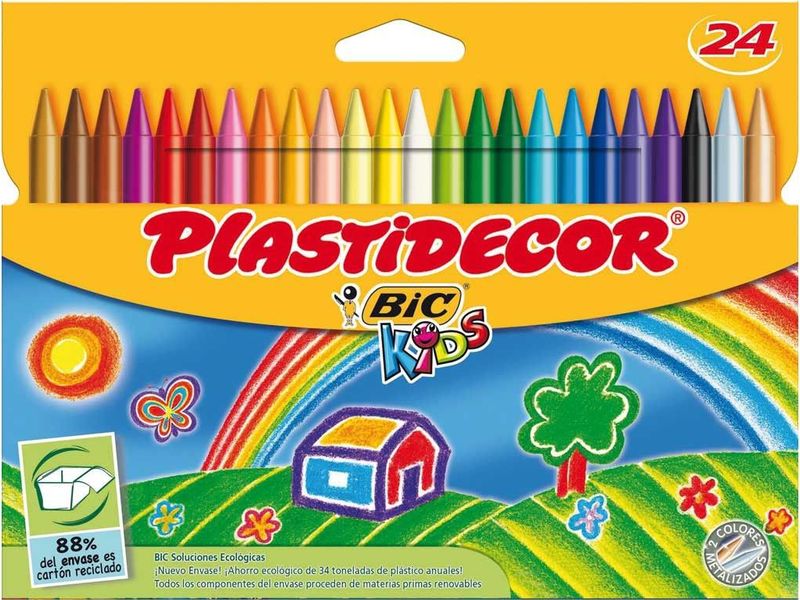 PLASTIDECOR - Estuche 18 Ud CERAS ES Colores surtidos Sobre papel satinado (Ref.875771)