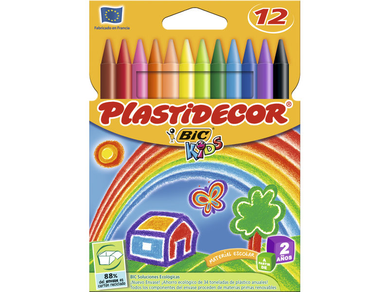 PLASTIDECOR - Estuche 12 Ud CERAS ES Colores surtidos (Ref.875770)