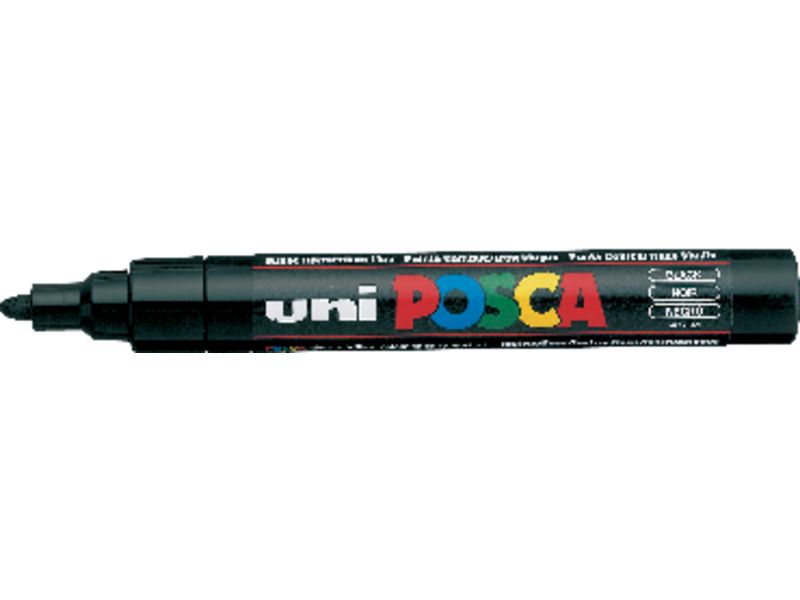 UNI-BALL - Marcador permanente PC-5M Uni Posca punta de 1,8-2,5 mm. Tinta pigmentada Negro (Ref.152777000)