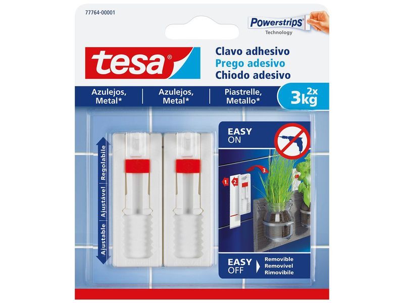 TESA - Clavo adhesivo ajustable hasta 3Kg para azulejos (Ref.777640000100)