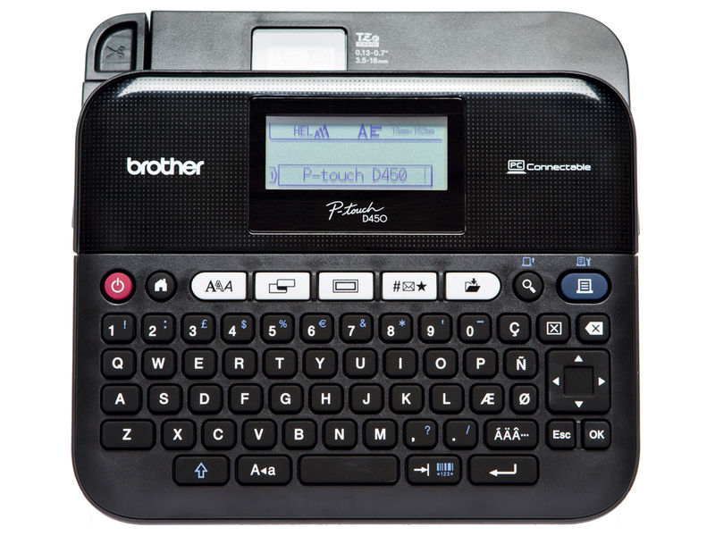 BROTHER - Rotuladora electrónica de sobremesa con teclado QWERTY y conexión a PC (Ref.PTD450VP)