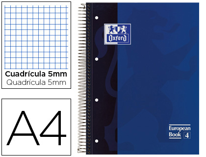 OXFORD - Cuaderno School 80h A4 Cuadricula 5x5 Azul (Ref.100430197)