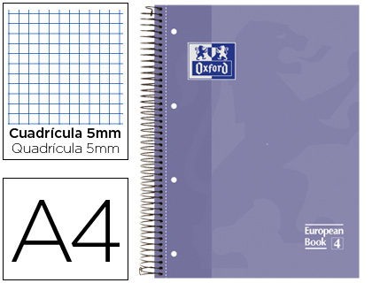 OXFORD - Cuaderno School 80h A4 Cuadricula 5x5 Lila (Ref.100430201)