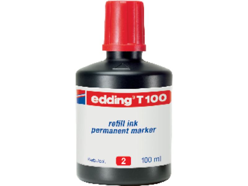 EDDING - Frasco de Tinta T-100 rojo 100 ml (Ref.T100-02)