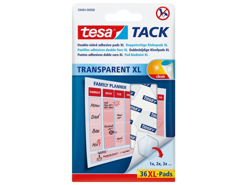 TESA - Puntos adhesivos ® tack transparentes xl, 36 uds. (Ref.594040000000)