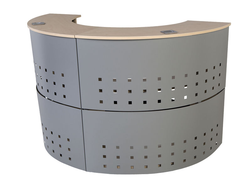 ROCADA - Módulo de recepción circular serie Welcome 125x106x38 cm. Haya-aluminio (Ref.5100AA01)