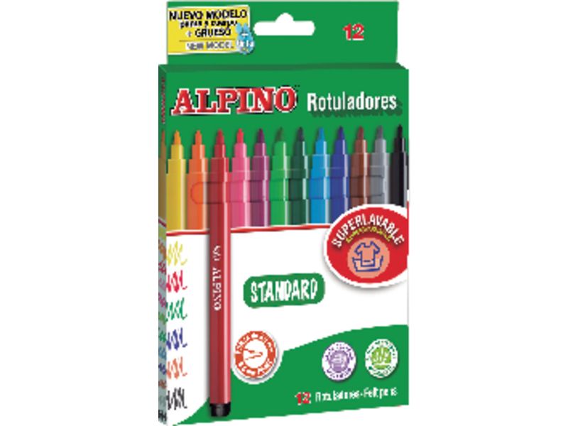 ALPINO - Rotuladores Estuche 12 ud Punta fina Colores Surtidos (Ref.AR001002)