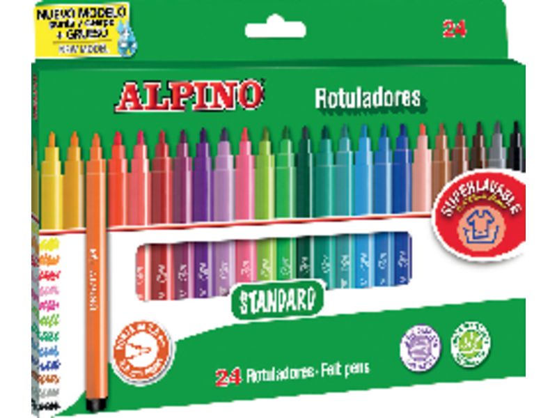 ALPINO - Rotuladores Estuche 24 ud Lavable Colores Surtidos (Ref.AR001003)