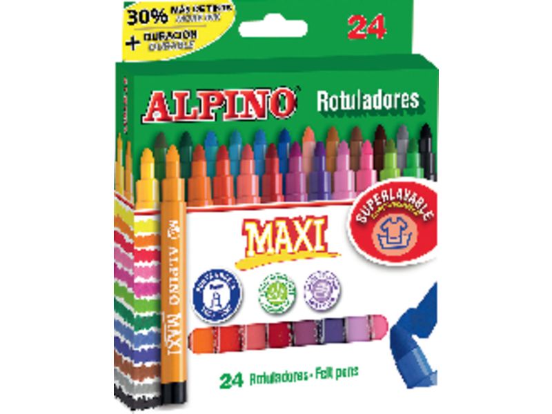 ALPINO - Rotuladores Estuche 24 ud Punta gruesa Colores Surtidos (Ref.AR000007)
