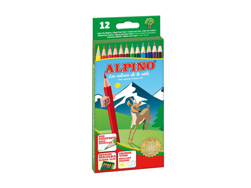ALPINO - Estuche lapices Colores surtidos 12 ud 3,3 mm Sacapuntas incluido (Ref.AL010654)