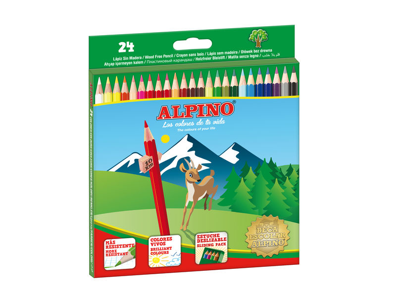 ALPINO - Estuche lapices Colores surtidos 24 ud Sacapuntas incluido (Ref.AL010658)