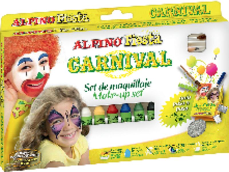 ALPINO - Set Maquillaje Fiesta Básico 6 ud Colores surtido Pincel y purpurina (Ref.DL000008)