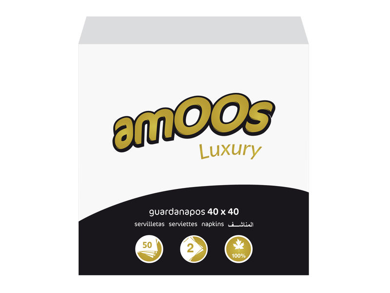 AMOOS - Pack 50 servilletas 2 capas 40x40cm muy suaves 100% fibra pura (Ref.T622501.3)