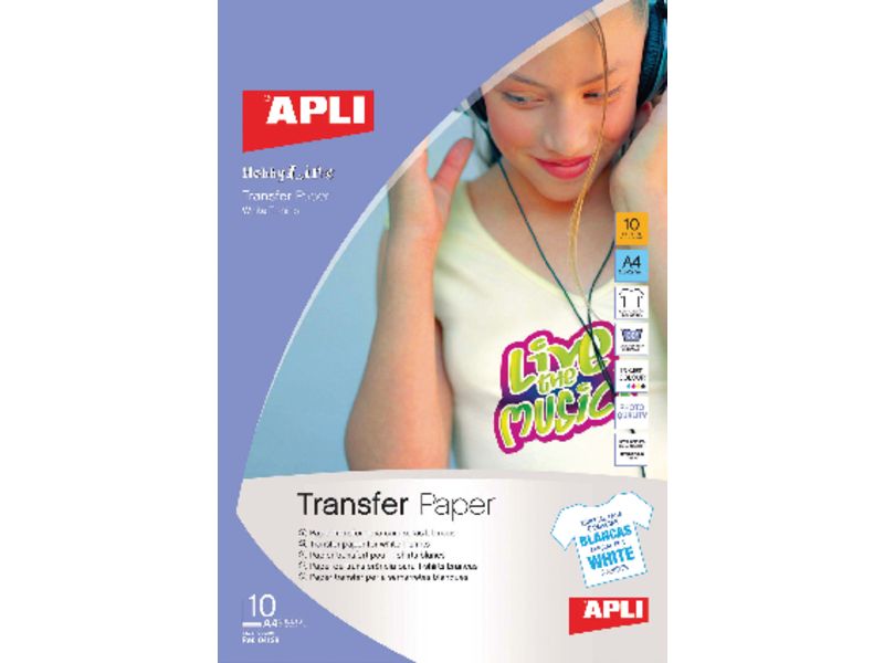 APLI - Papel transferencia A4 10 Hojas (Ref.4128)