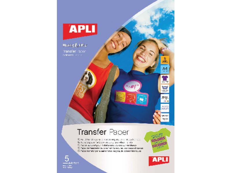 APLI - Papel transferencia Inkjet 5 hojas (Ref.10247)