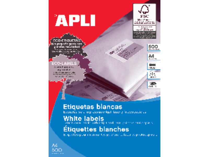 APLI - Etiquetas ILC Caja 500 hojas 800 ud 105X74 Blancas (Ref.1796)
