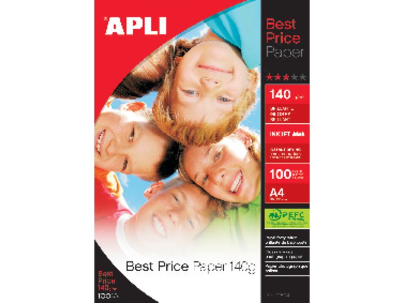 APLI - Papel inkjet Best Price Paquete 100 hojas A4 140 g Brillo (Ref.11804)