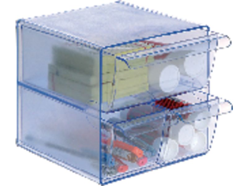 ARCHIVO 2000 - Cubo organizador 1 cajon grande y 2 pequeños transparente 195x155x155 mm (Ref.6708CSTP)