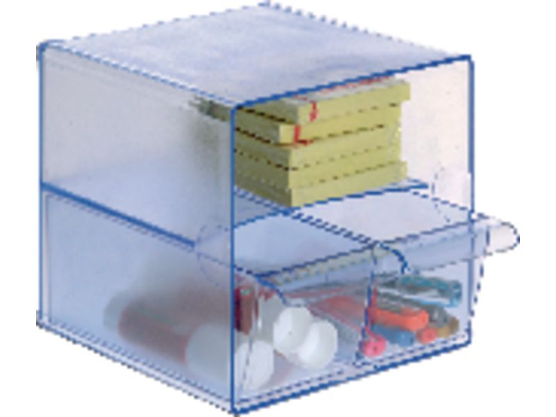 ARCHIVO 2000 - Cubo organizador Con dos cajones pequeños transparente 195x155x155 mm (Ref.6706CSTP)