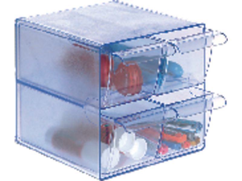 ARCHIVO 2000 - Cubo organizador 4 cajones pequeños Azul Transparente (Ref.6704 AZTP)