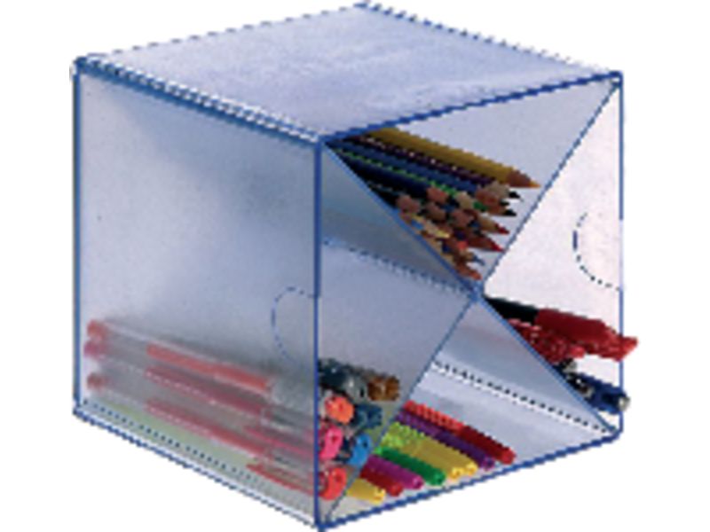 ARCHIVO 2000 - Cubo organizador Cubo división en aspa Azul transparente 155x155x155 mm (Ref.6703AZTP)