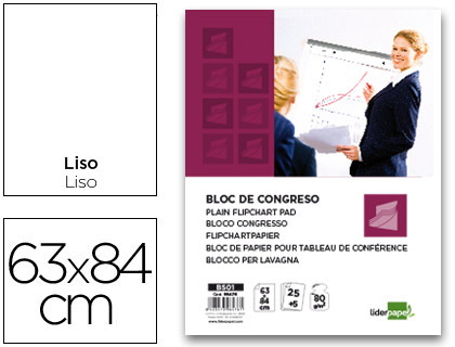 LIDERPAPEL - BLOC CONGRESO LISO 63X84CM 25+5 HOJAS 80G/M2 (Ref.BS01)