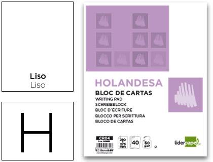 LIDERPAPEL - BLOC DE CARTAS LISO HOLANDESA 40 HOJAS 60G/M2 (Ref.CR04)