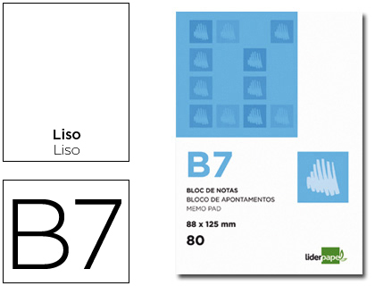 LIDERPAPEL - BLOC NOTAS LISO B7 80 HOJAS 60G/M2 PERFORADO (Ref.BN08)