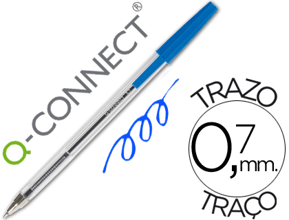 Q-CONNECT - BOLIGRAFO TRANSPARENTE AZUL MEDIO (Ref.KF26039)