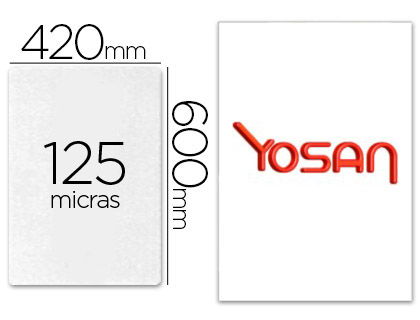 YOSAN - BOLSA DE PLASTIFICAR BRILLO 420 X 600 MM 125 MC DIN A2 CAJA DE 100 UNIDADES (Ref.0101A2125)
