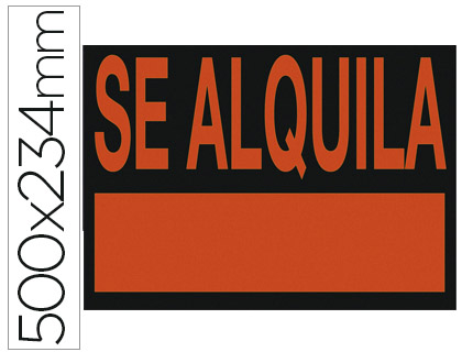 LIDERPAPEL - CARTEL PLASTICO &quot;SE ALQUILA&quot; ROJO FLUORESCENTE -500X234 MM (Ref.SQ01)
