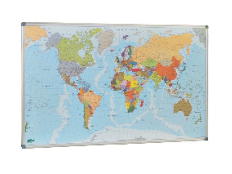 FAIBO - Mapa mundo 74x140 magnético Plastificado Marco Alumnio (Ref.173)