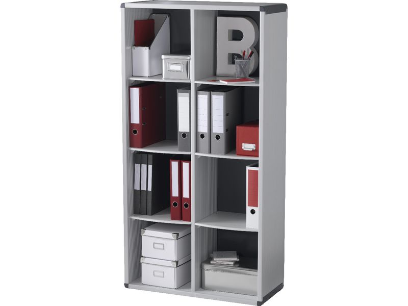 PAPERFLOW - Mueble biblioteca 8 compartimentos 155,4X79x33cm Gris (Ref.BM8K2.11)