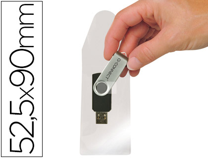 Q-CONNECT - FUNDA AUTOADHESIVA PARA MEMORIAS USB CAPACIDAD PARA 10 UNIDADES 52,5X 90 MM (Ref.KF22350)