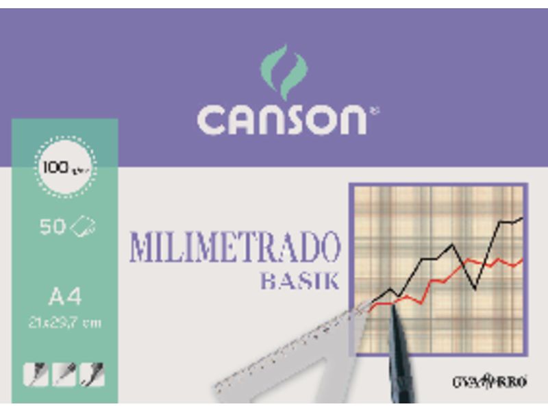 CANSON - Papel milimetrado 50 Hojas A4 90 Gr (Ref.200402861)