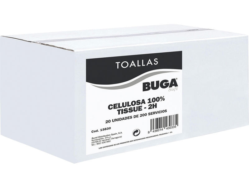 BUGA - Toallas secamanosV Pack 20 ud 240x205mm 2 capas 26991 (Ref.15830)