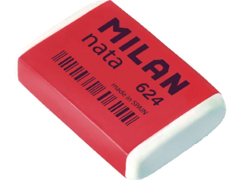 MILAN - Goma de borrar Plastica Blanca Para lapiz, papel y papel vegetal (Ref.CPM624)