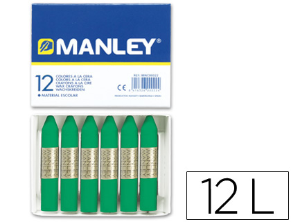 MANLEY - LAPICES CERA UNICOLOR VERDE NATURAL -CAJA DE 12 N.21 (Ref.MNC04646/ N. 21)