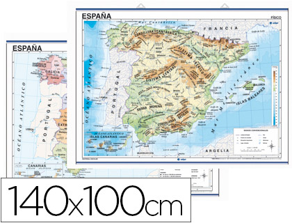 MAPA MURAL ESPAÑA FISICO/POLITICO -140 X 100 CM (Ref.6101.0)