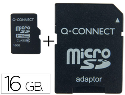 Q-CONNECT - MEMORIA SD MICRO FLASH 16 GB CLASE 6 CON ADAPTADOR (CANON L.P.I. 0,24€ Incluido) (Ref.KF16012)