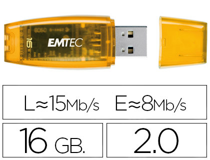 EMTEC - MEMORIA USB FLASH C410 16 GB 2.0 ROJO (CANON L.P.I. 0,24€ Incluido) (Ref.ECMMD16GC410)