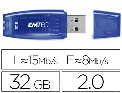 EMTEC - MEMORIA USB FLASH C410 32 GB 2.0 AZUL (CANON L.P.I. 0,24€ Incluido) (Ref.ECMMD32GC410)