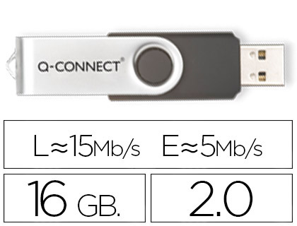 Q-CONNECT - MEMORIA USB FLASH 16 GB 2.0 (CANON L.P.I. 0,24€ Incluido) (Ref.KF41513)