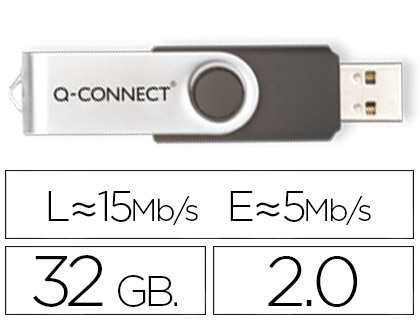Q-CONNECT - MEMORIA USB FLASH 32 GB 2.0 (CANON L.P.I. 0,24€ Incluido) (Ref.KF76970)